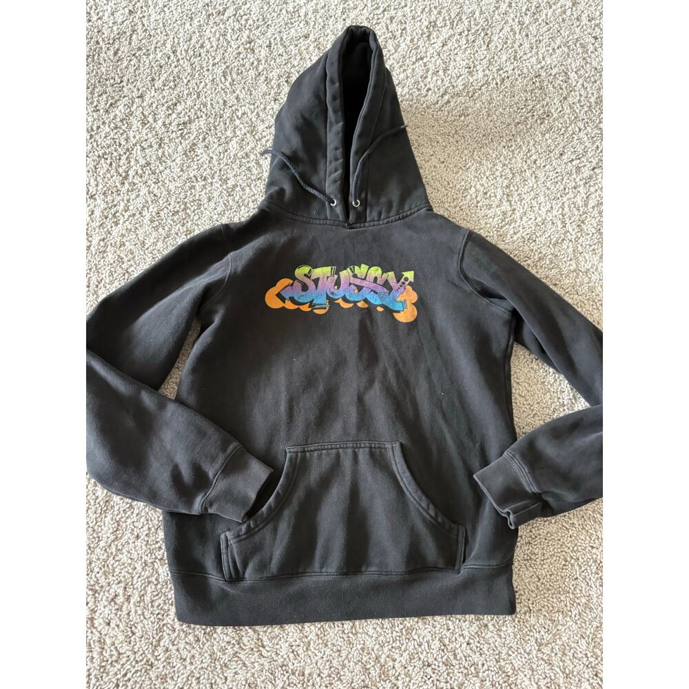 Rare Vintage Stussy Graffiti Art Black Hoodie